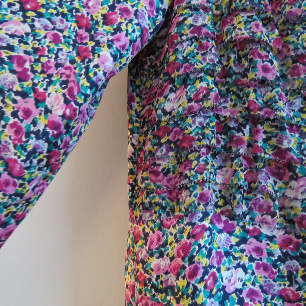 DRAWER JAPAN 100% Silk Ditsy Floral Pink Purple Shift Dress - Size 38 / Medium - Picture 8 of 16